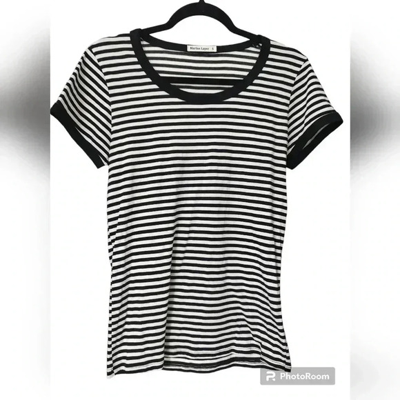 Marine Layer Swing Crew in Black and White Stripe - Picture 4 of 7